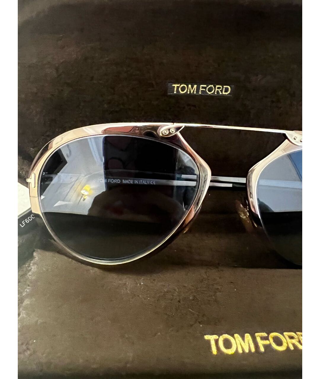 TOM FORD Темно-синие металлические солнцезащитные очки, фото 2