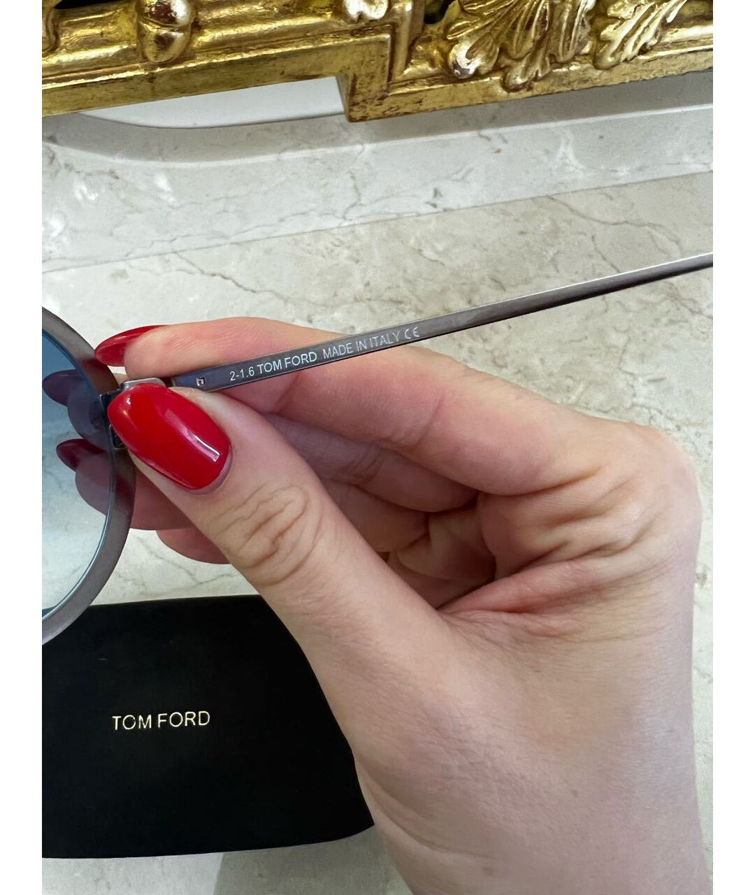 TOM FORD Темно-синие металлические солнцезащитные очки, фото 5