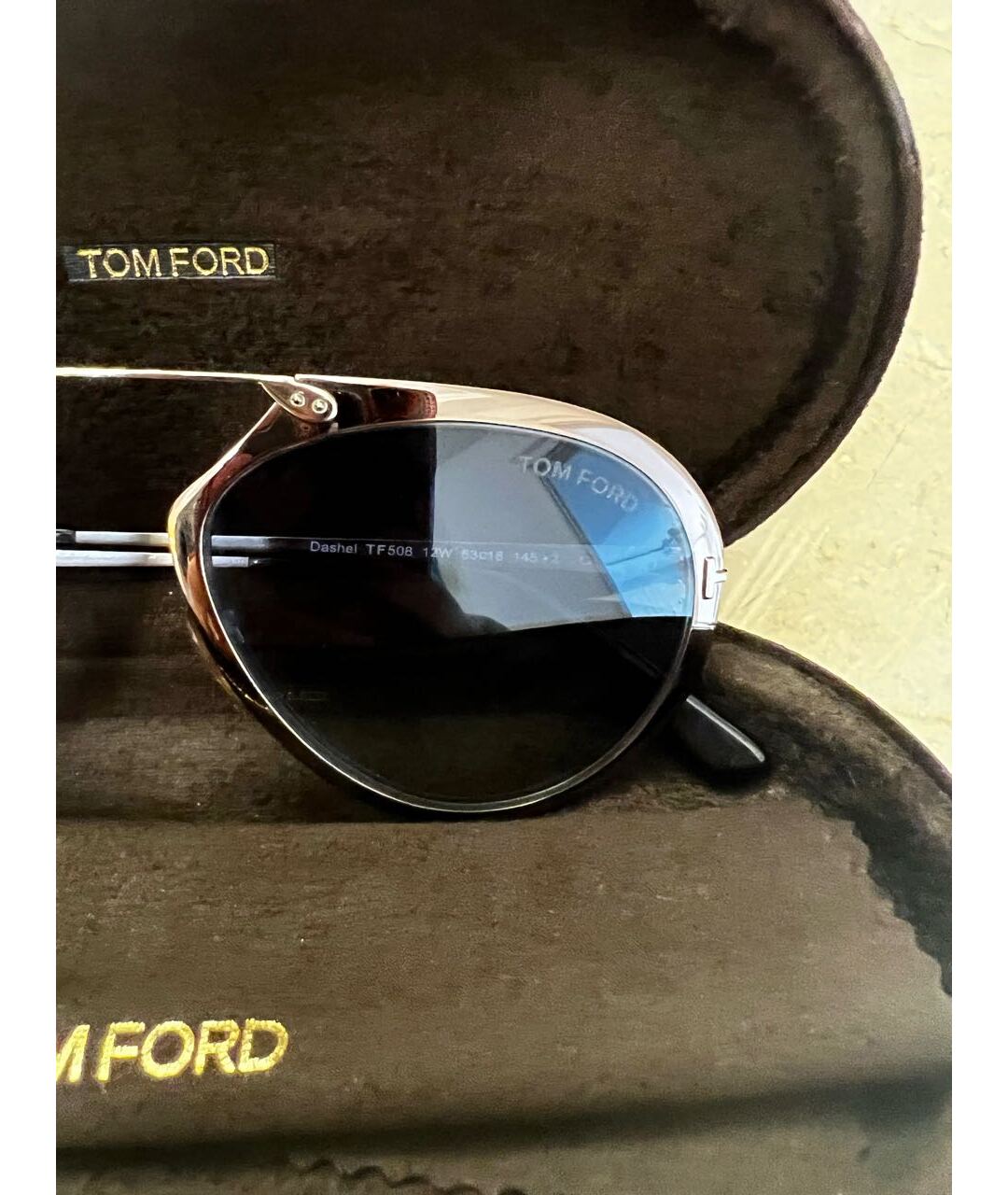 TOM FORD Темно-синие металлические солнцезащитные очки, фото 3