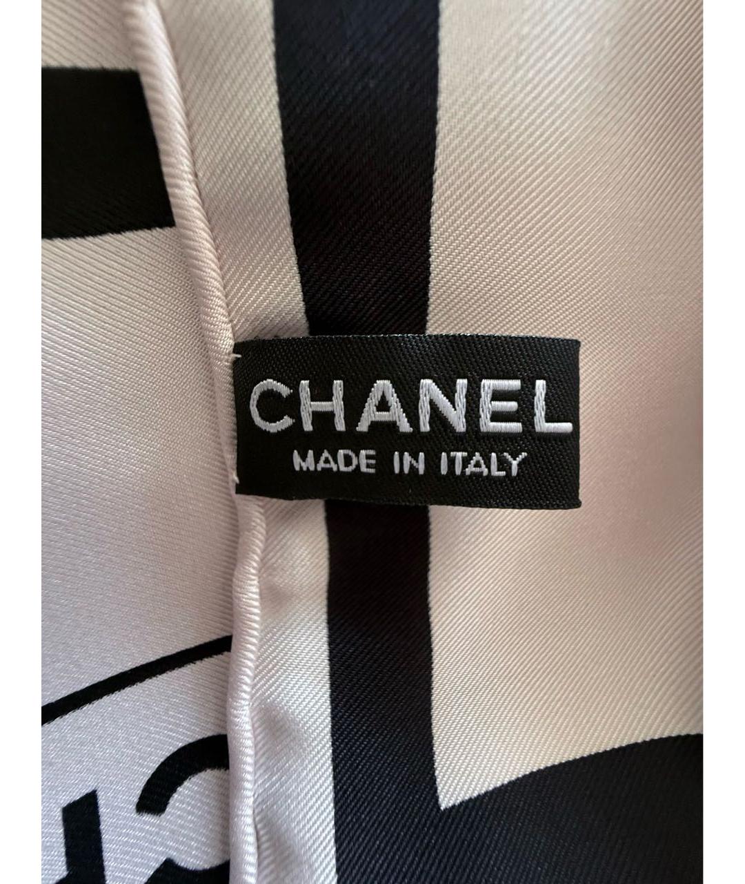 CHANEL Бежевый шелковый платок, фото 4
