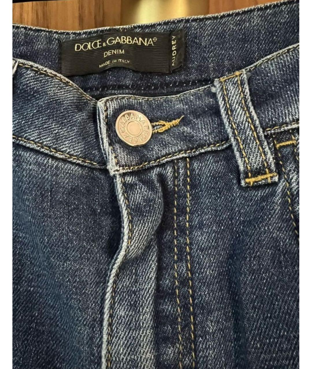 DOLCE&GABBANA Темно-синие хлопковые прямые джинсы, фото 7