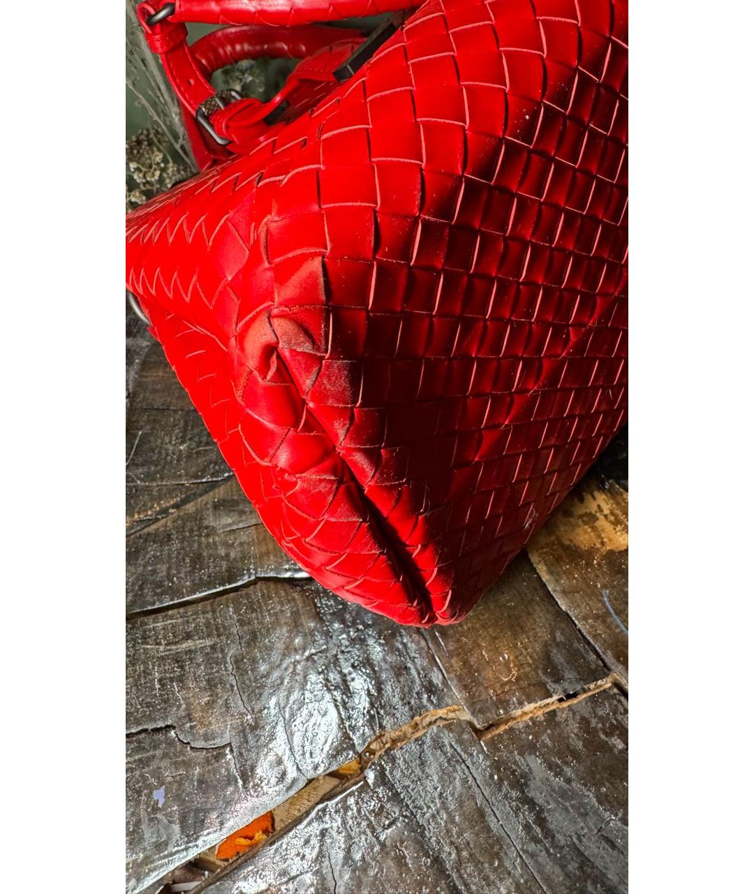 BOTTEGA VENETA Красная кожаная сумка через плечо, фото 5