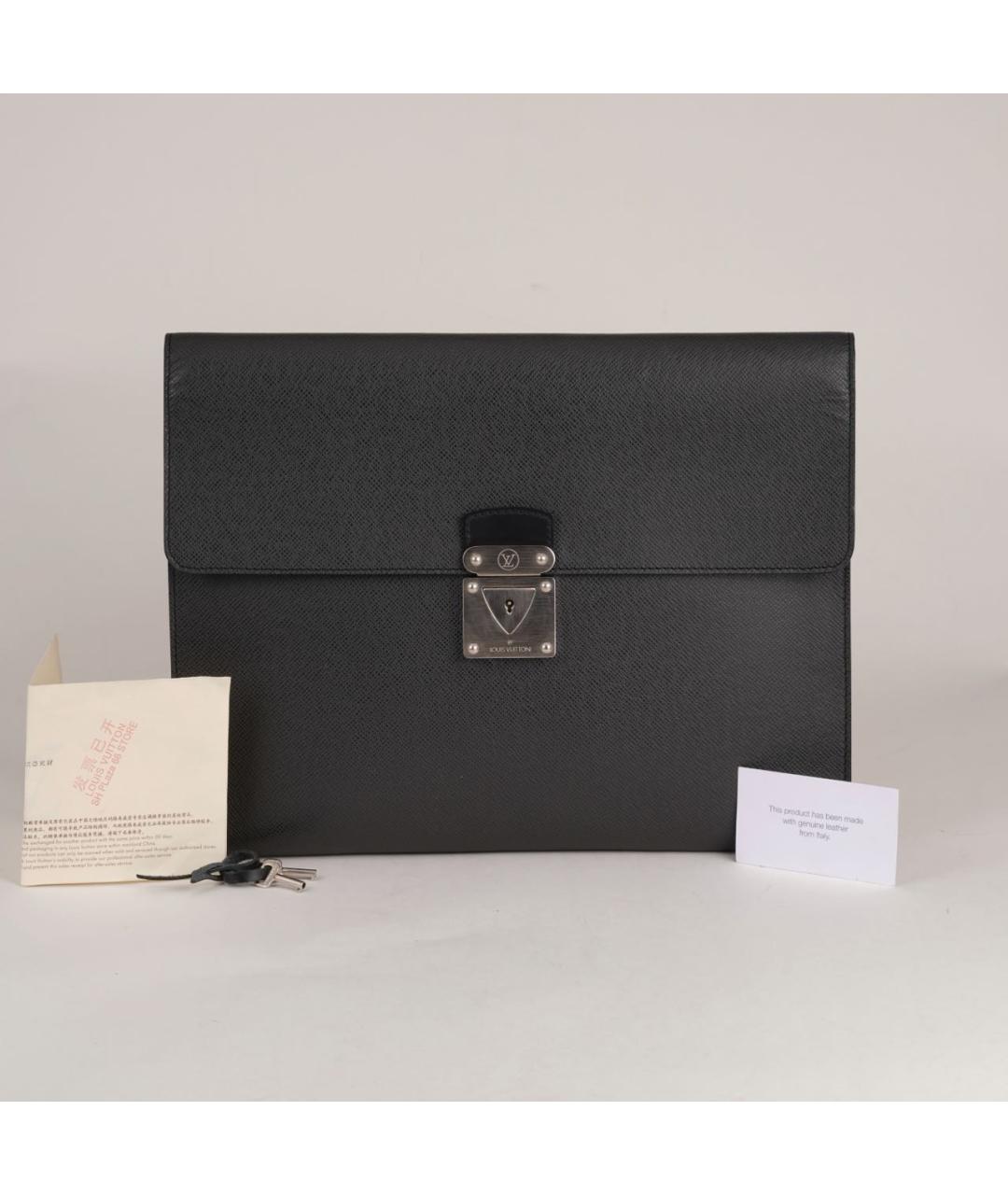 LOUIS VUITTON Черная кожаная папка для документов, фото 2
