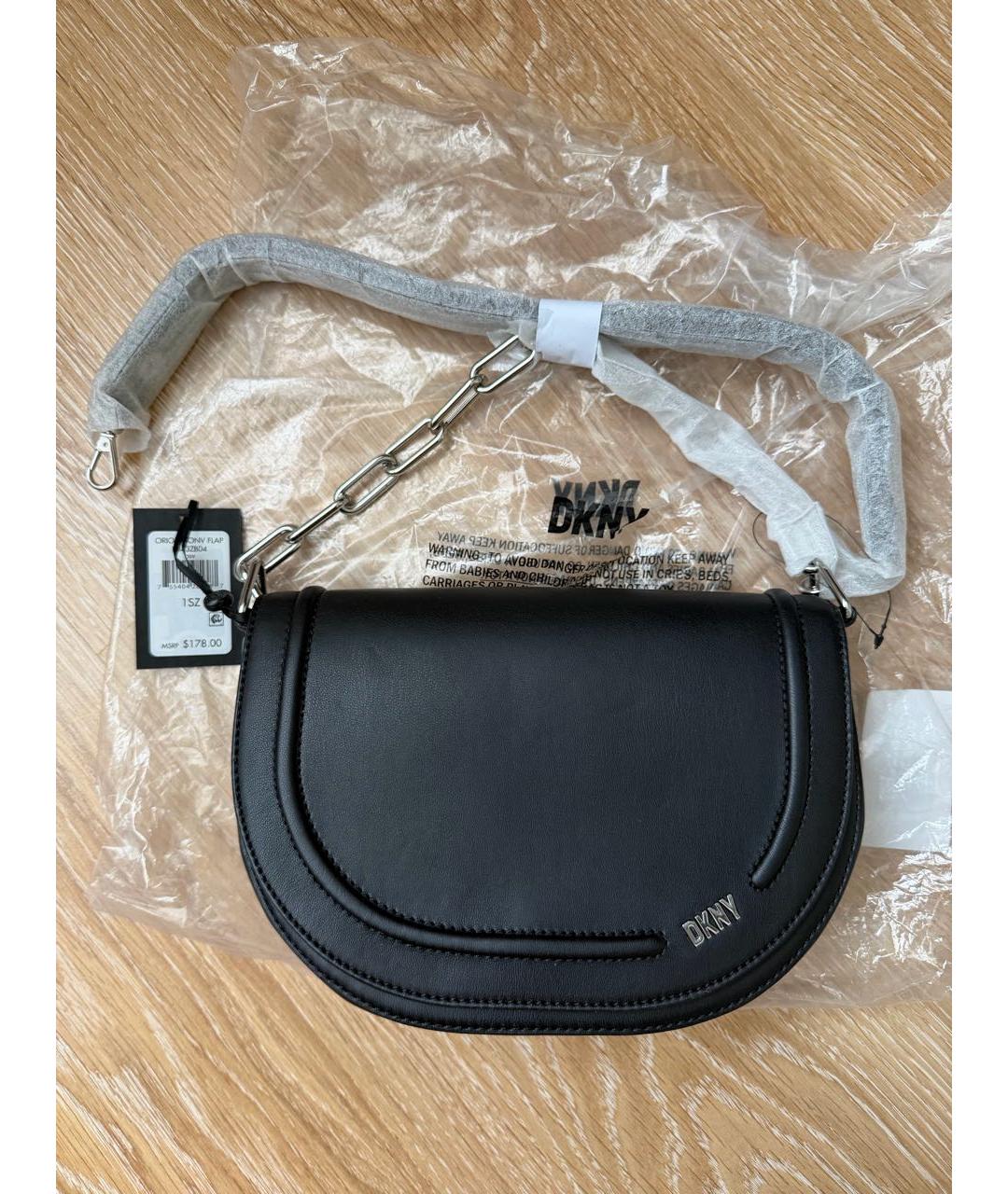 DKNY Черная сумка через плечо из искусственной кожи, фото 3