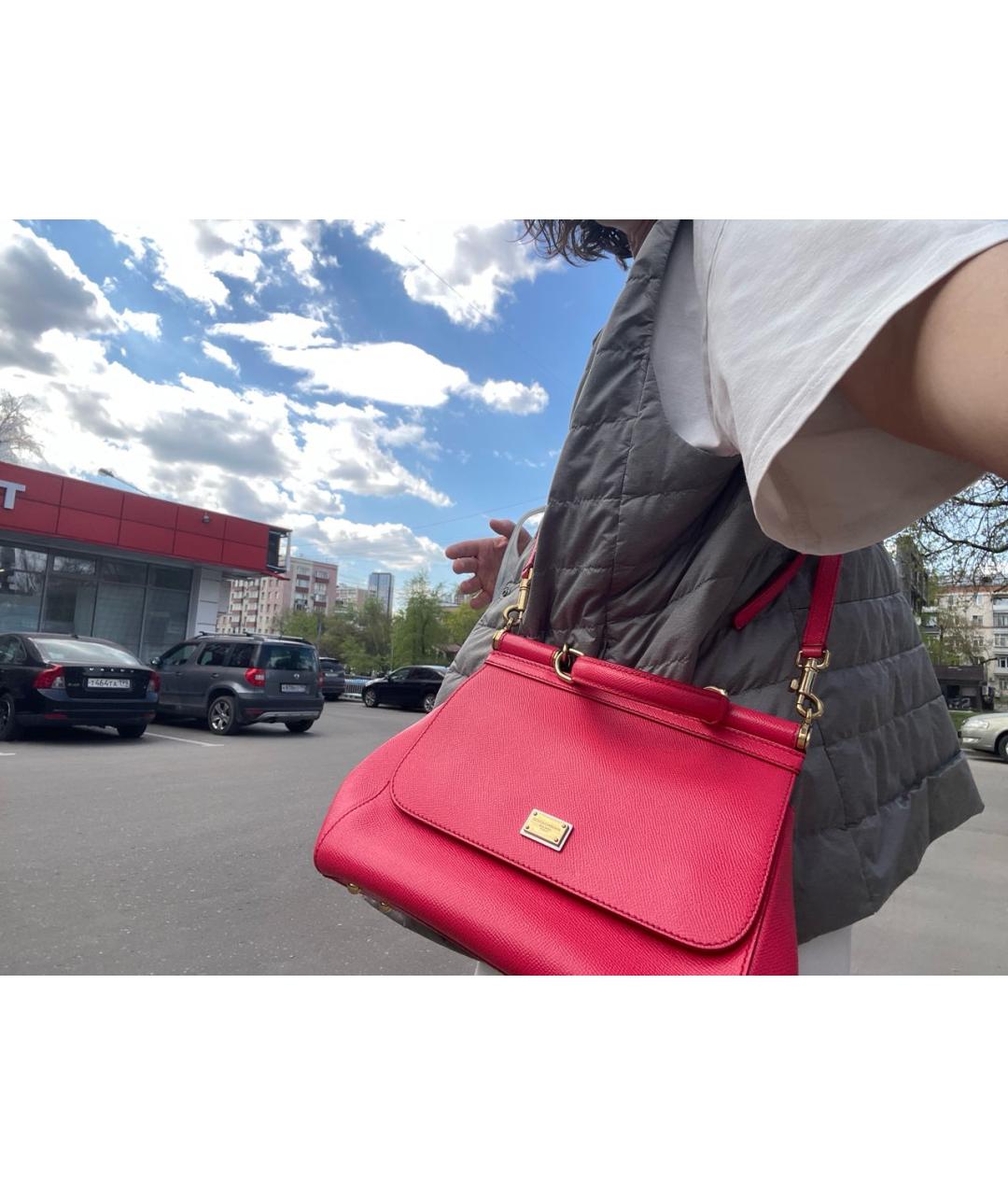 DOLCE&GABBANA Коралловая кожаная сумка через плечо, фото 2