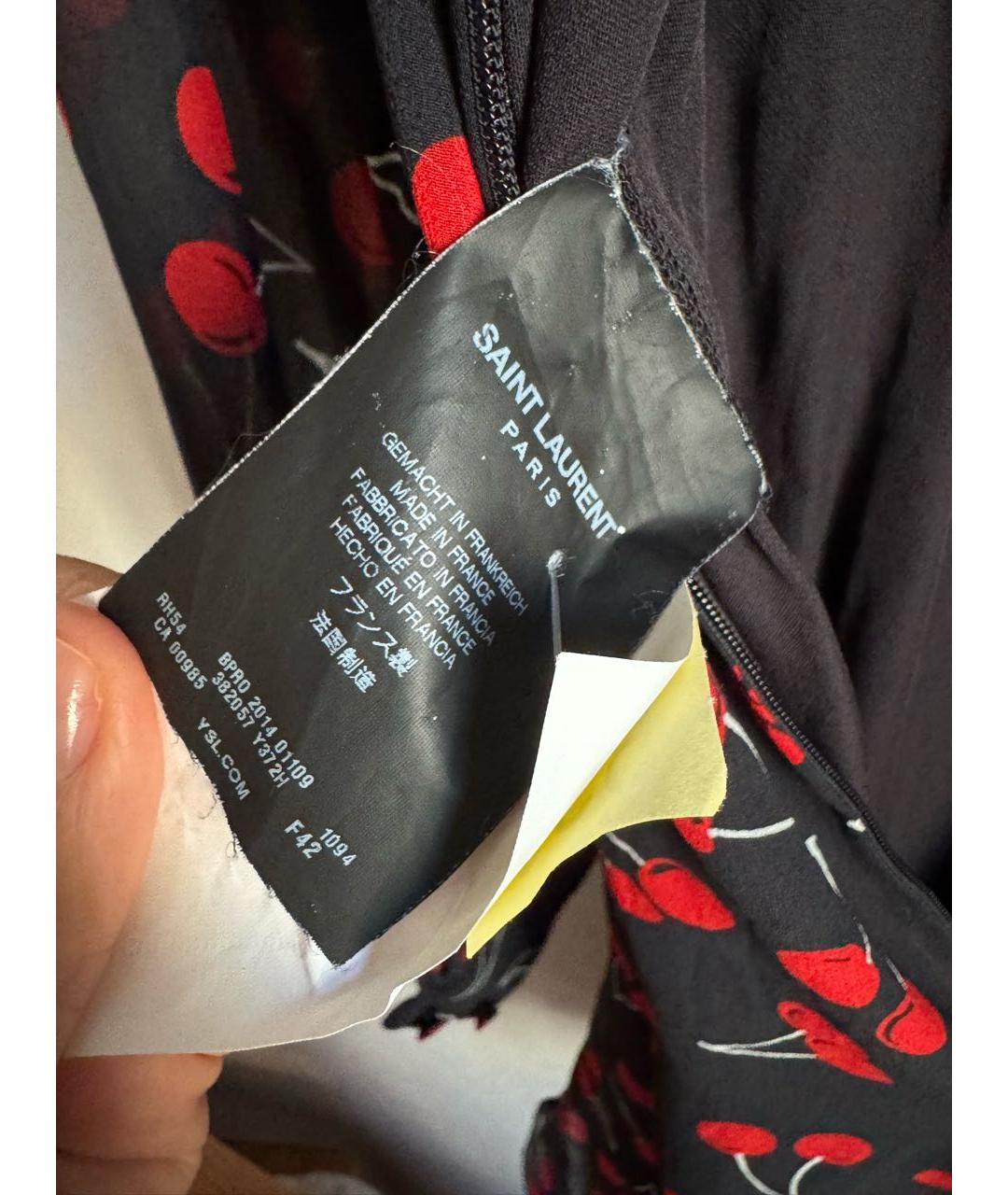 SAINT LAURENT Черное шелковое повседневное платье, фото 5