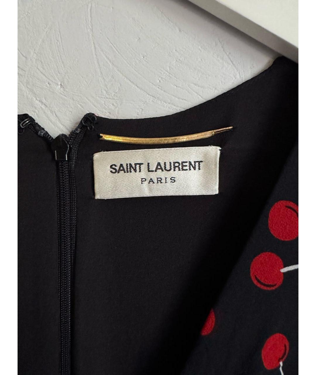 SAINT LAURENT Черное шелковое повседневное платье, фото 3