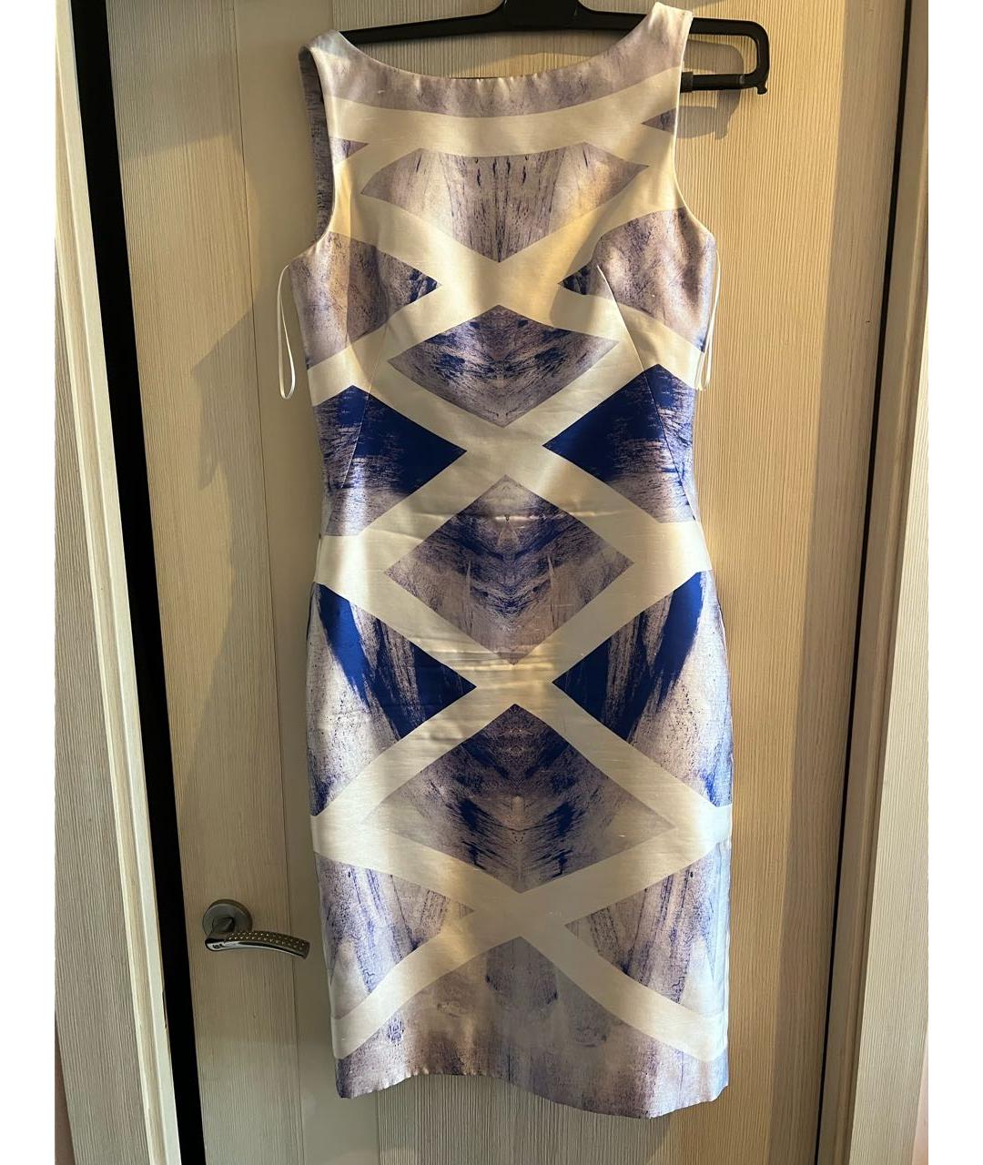 ALEXANDER MCQUEEN Голубое шелковое коктейльное платье, фото 5