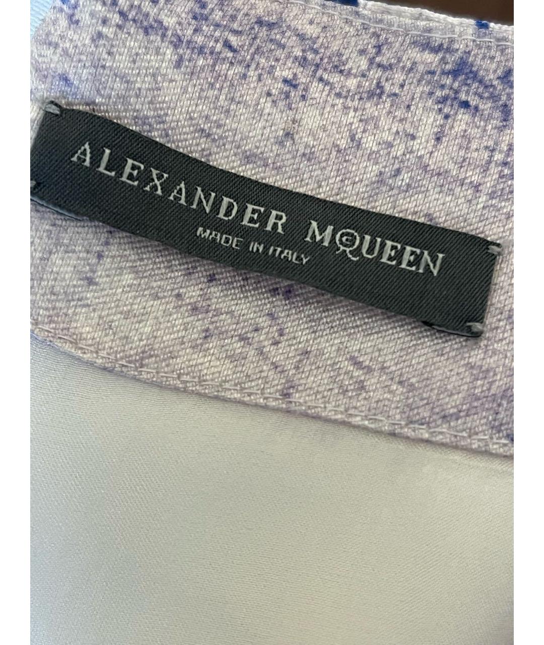 ALEXANDER MCQUEEN Голубое шелковое коктейльное платье, фото 3