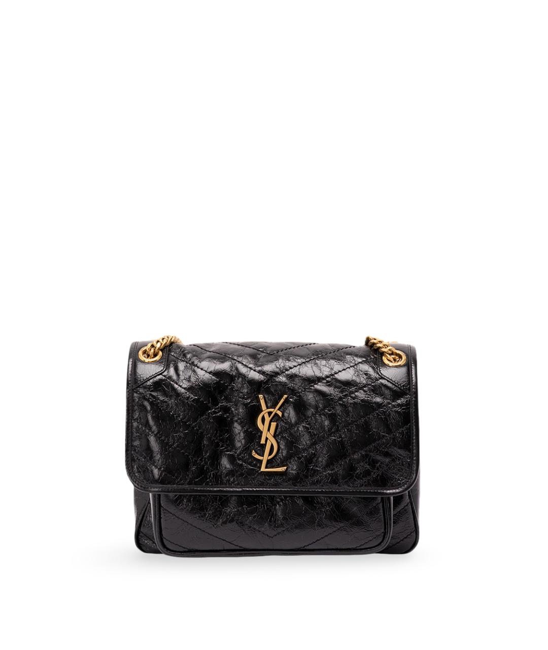 SAINT LAURENT Черная кожаная сумка через плечо, фото 1