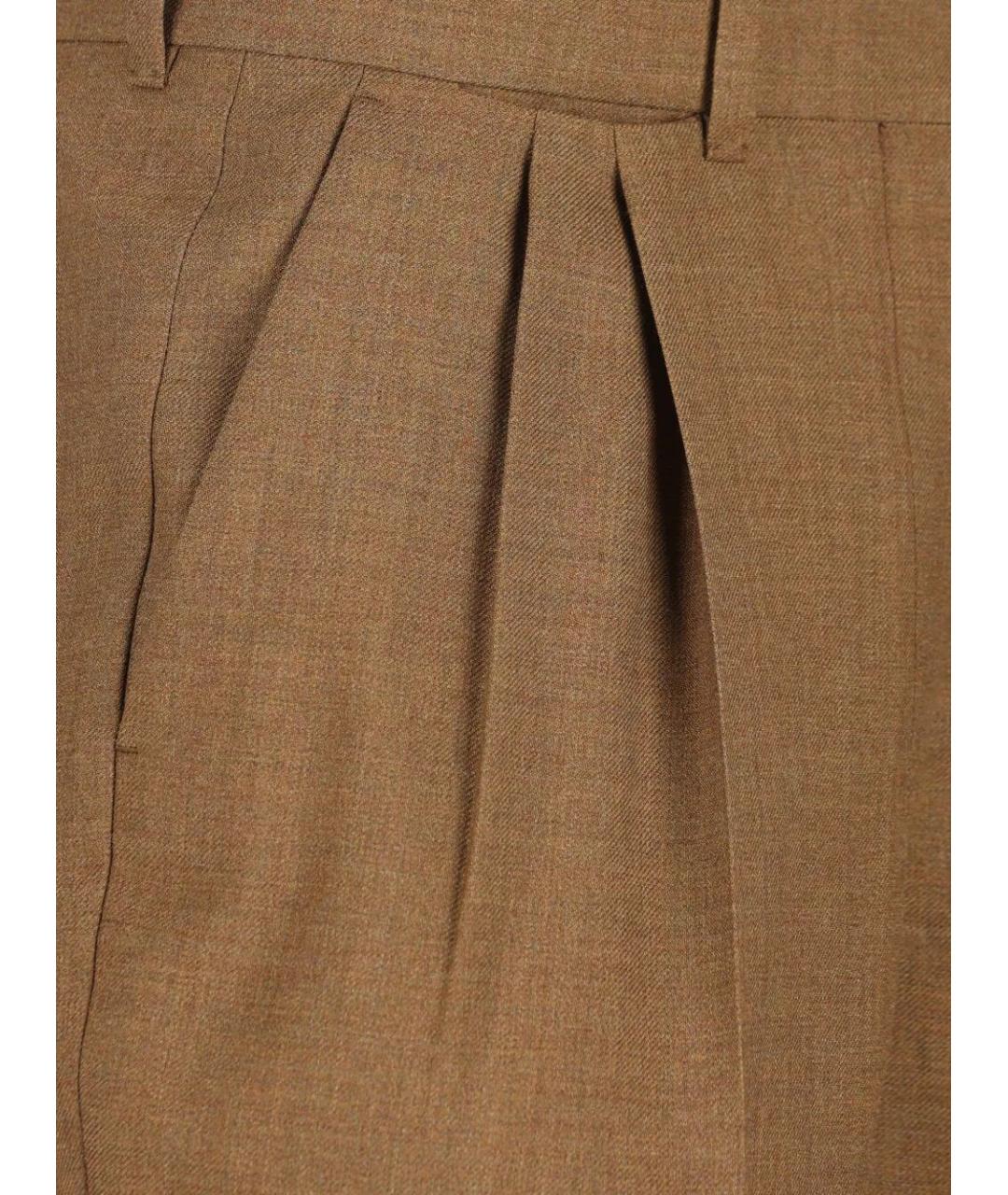 PRADA Коричневые шерстяные прямые брюки, фото 3
