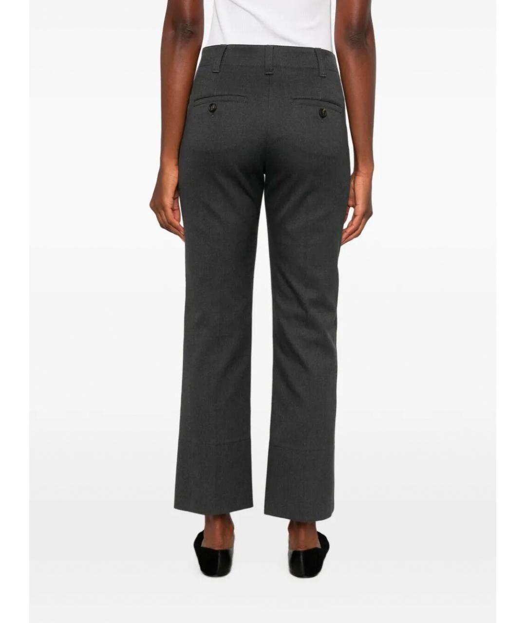 BRUNELLO CUCINELLI Антрацитовые хлопковые прямые брюки, фото 3