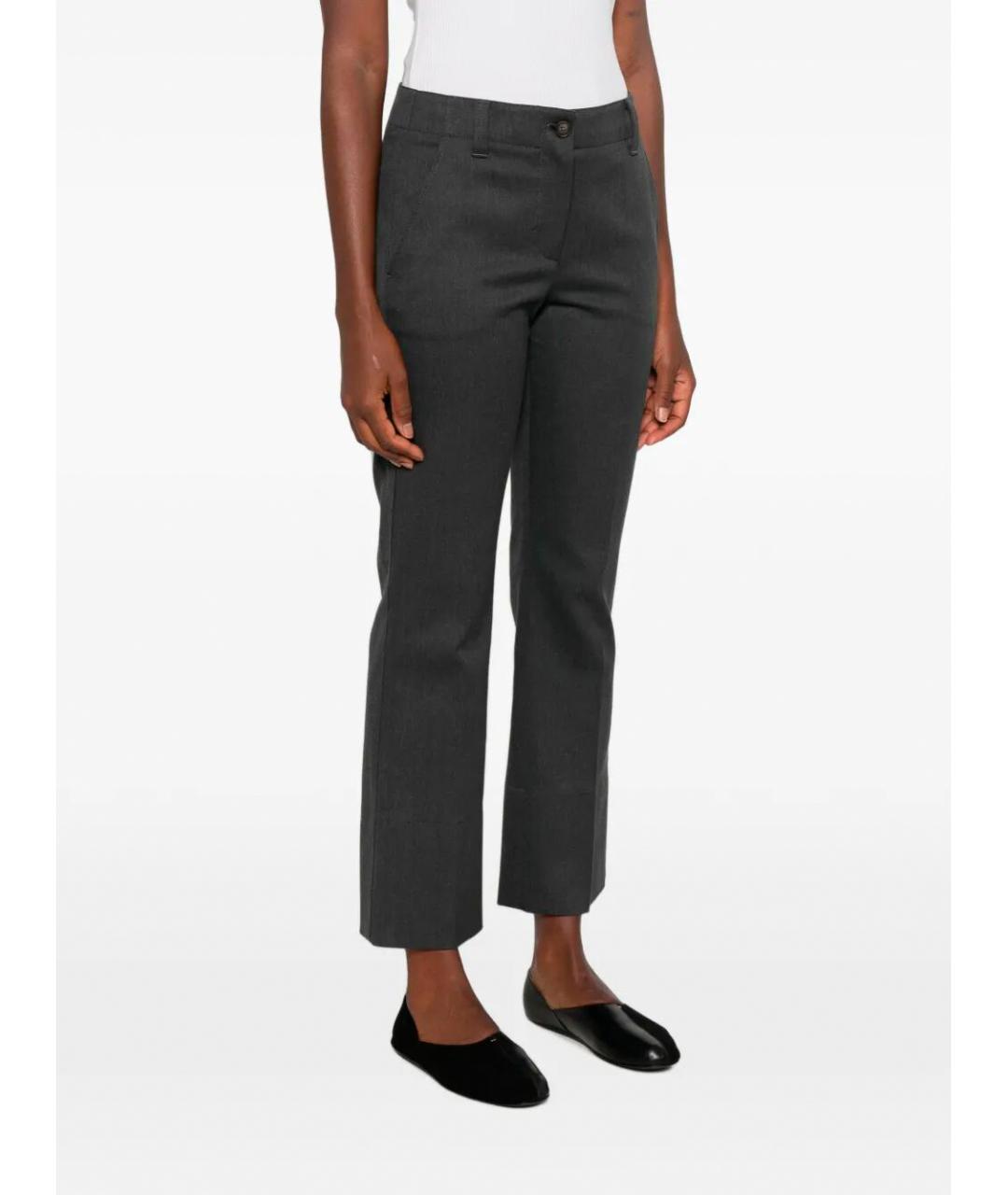 BRUNELLO CUCINELLI Антрацитовые хлопковые прямые брюки, фото 4