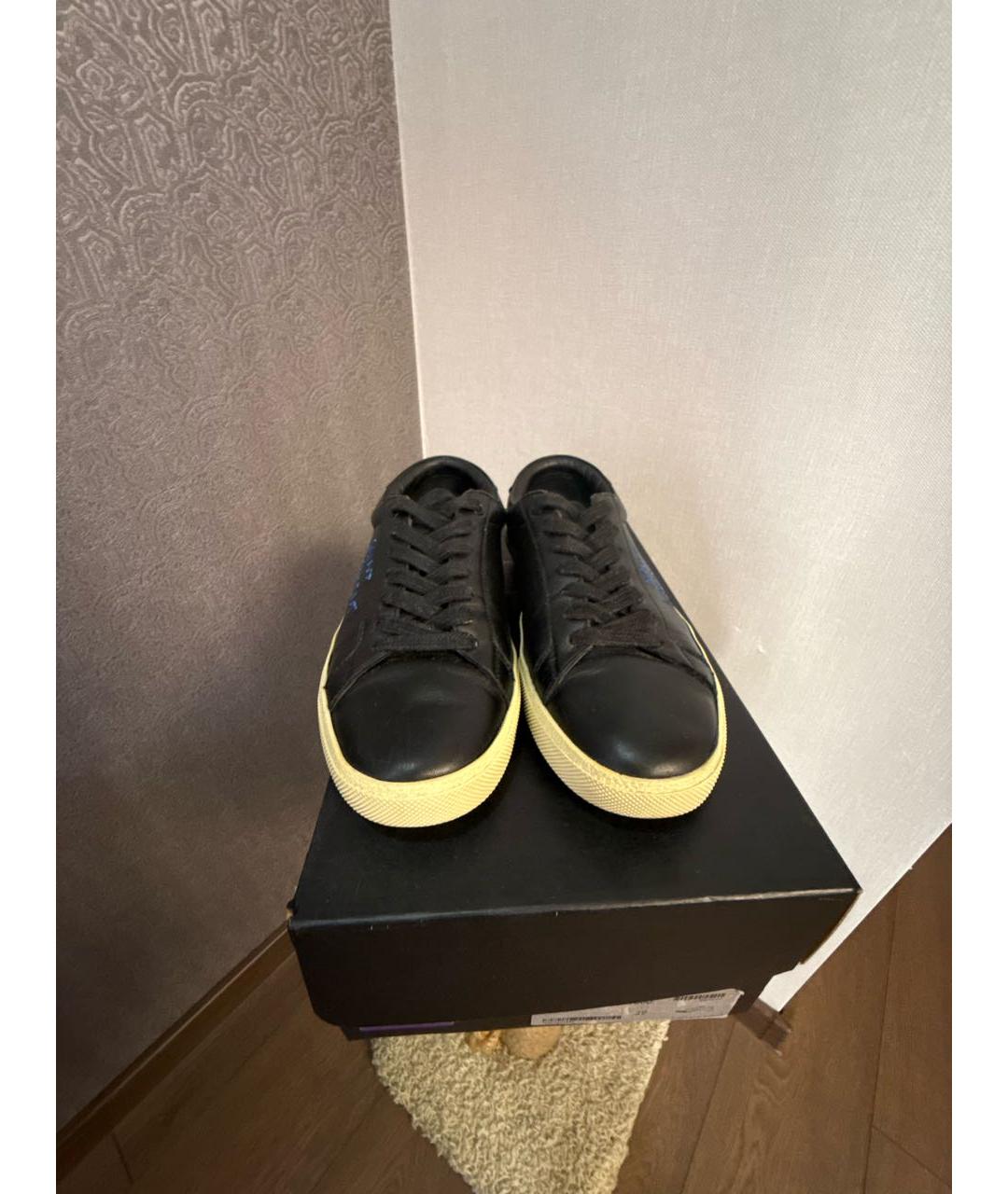 SAINT LAURENT Черные кожаные кеды, фото 2