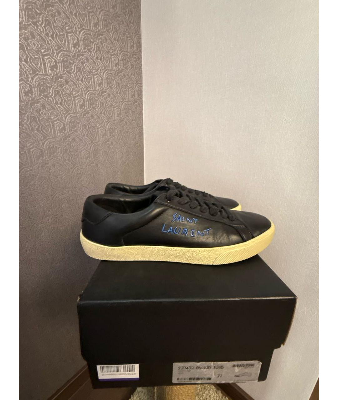 SAINT LAURENT Черные кожаные кеды, фото 6