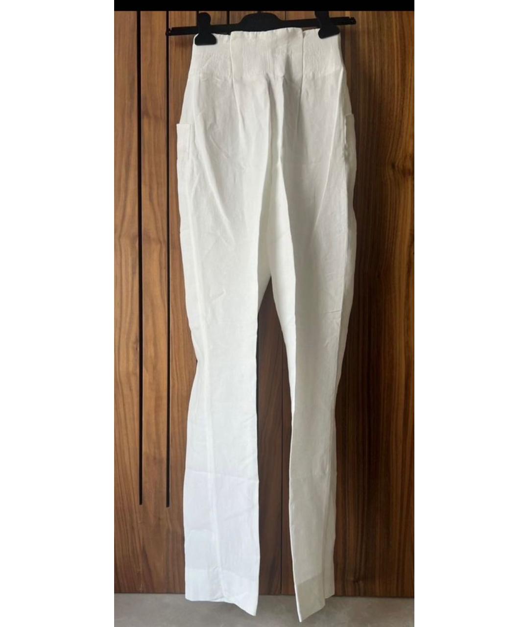 ERMANNO SCERVINO Белые льняные прямые брюки, фото 2