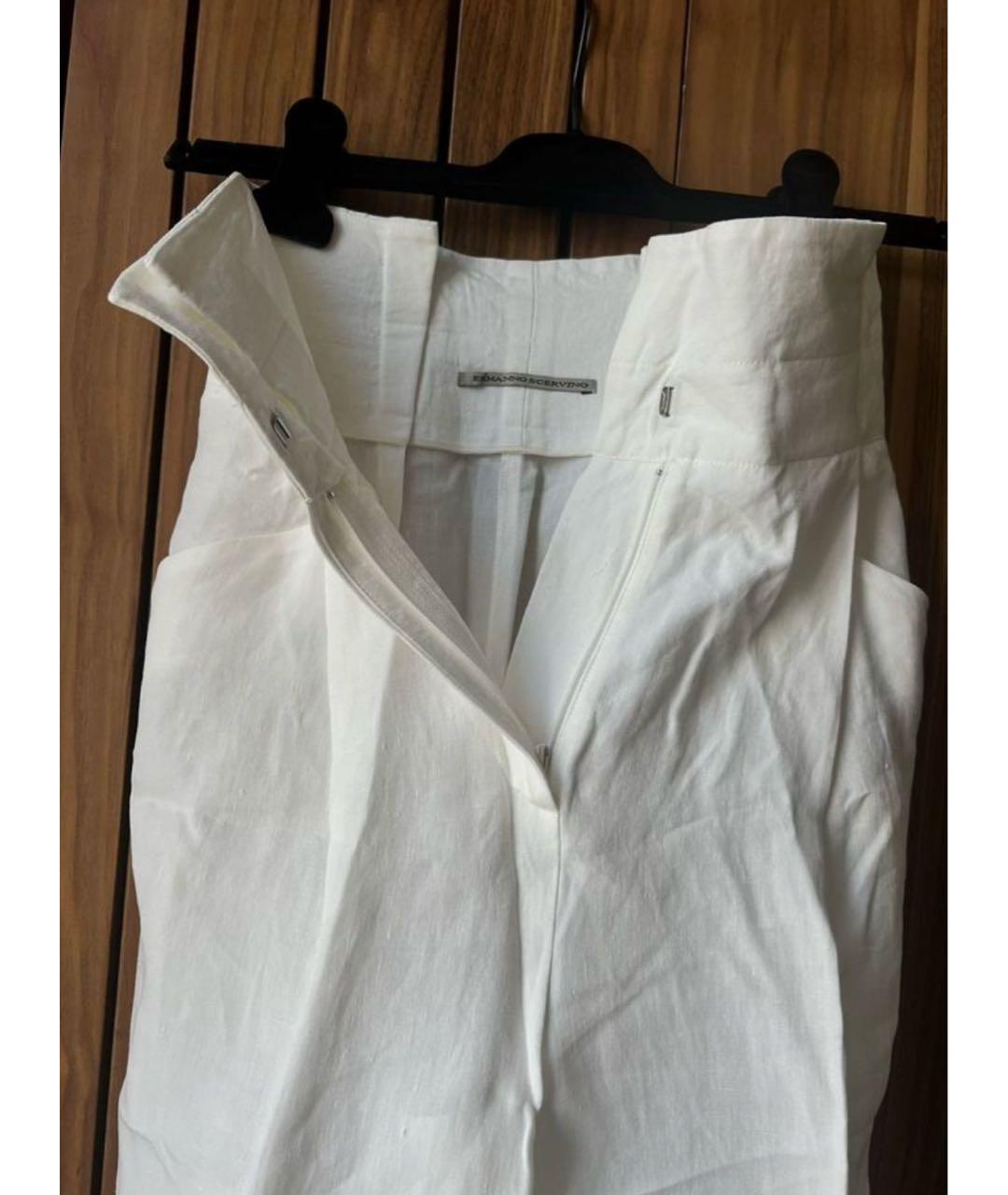 ERMANNO SCERVINO Белые льняные прямые брюки, фото 3