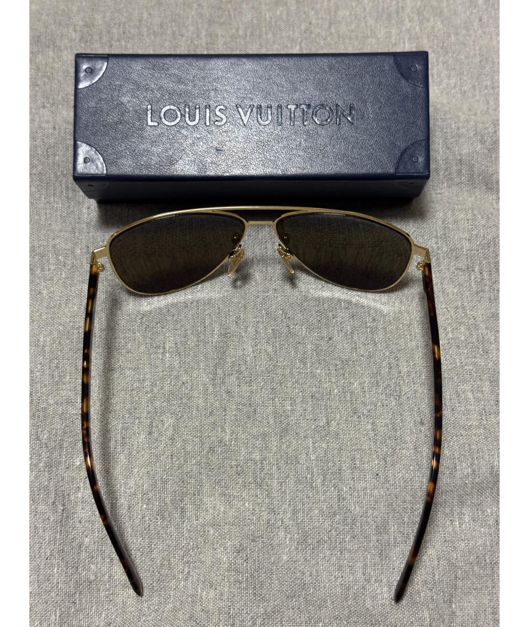 LOUIS VUITTON Коричневые металлические солнцезащитные очки, фото 2
