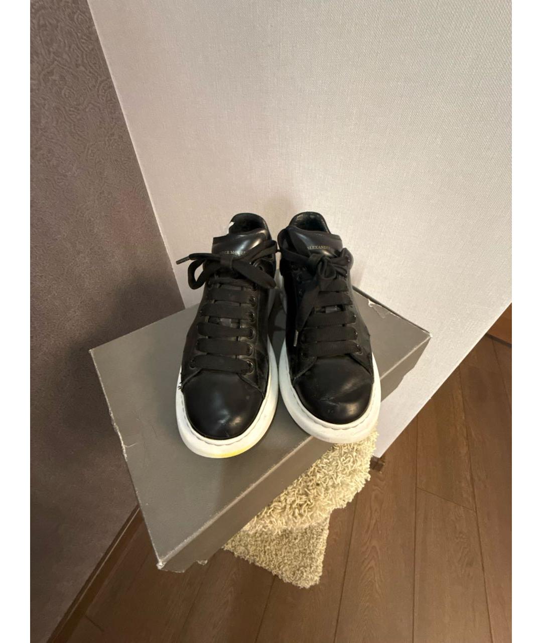 ALEXANDER MCQUEEN Черные кожаные кеды, фото 2