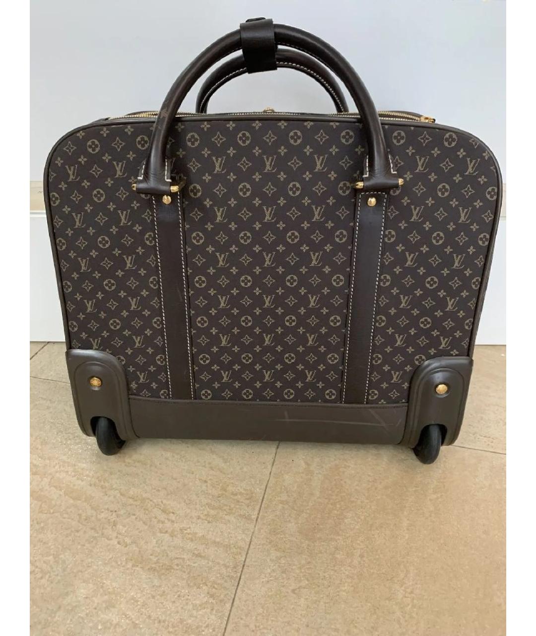 LOUIS VUITTON Коричневый тканевый чемодан, фото 3