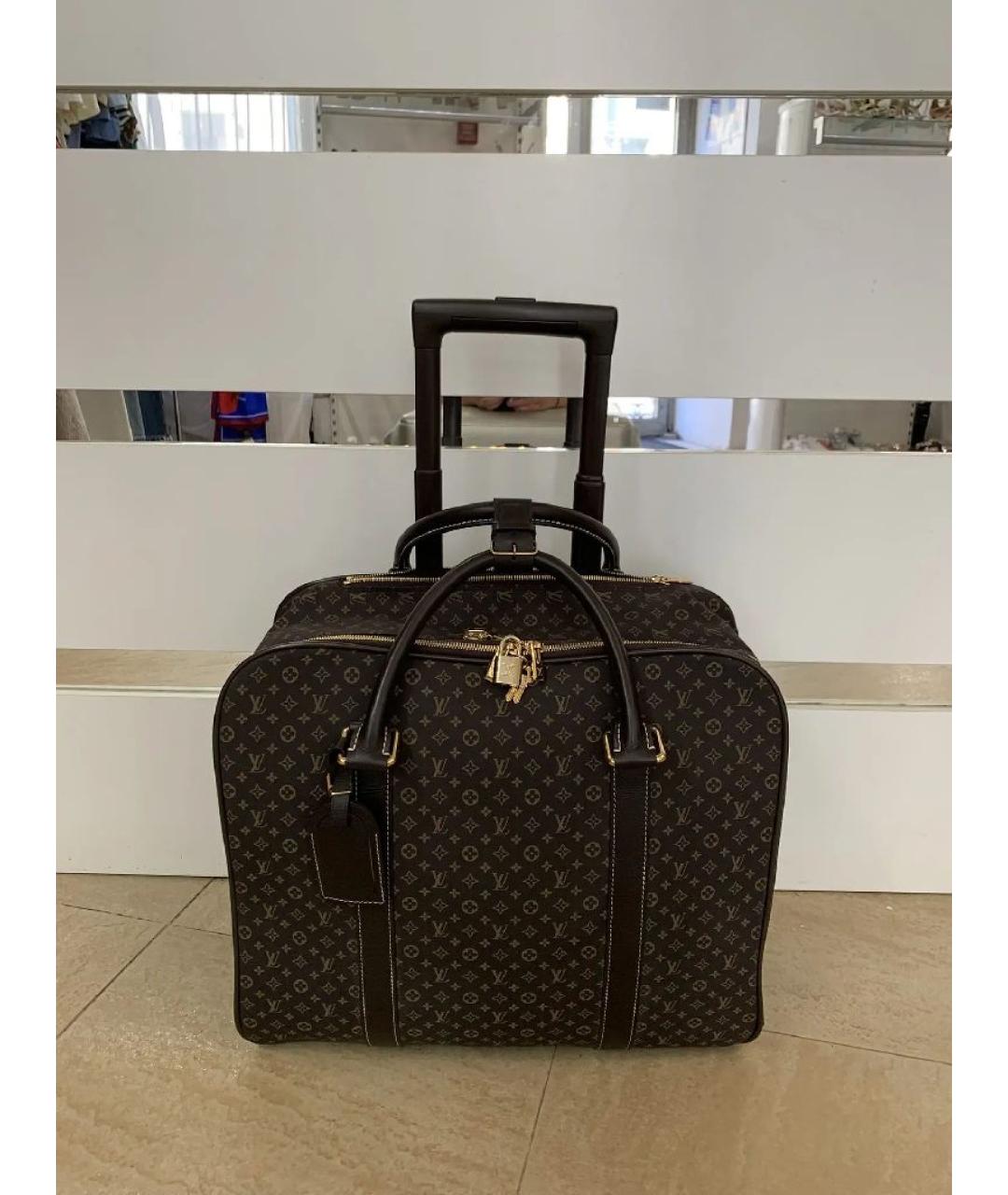 LOUIS VUITTON Коричневый тканевый чемодан, фото 10