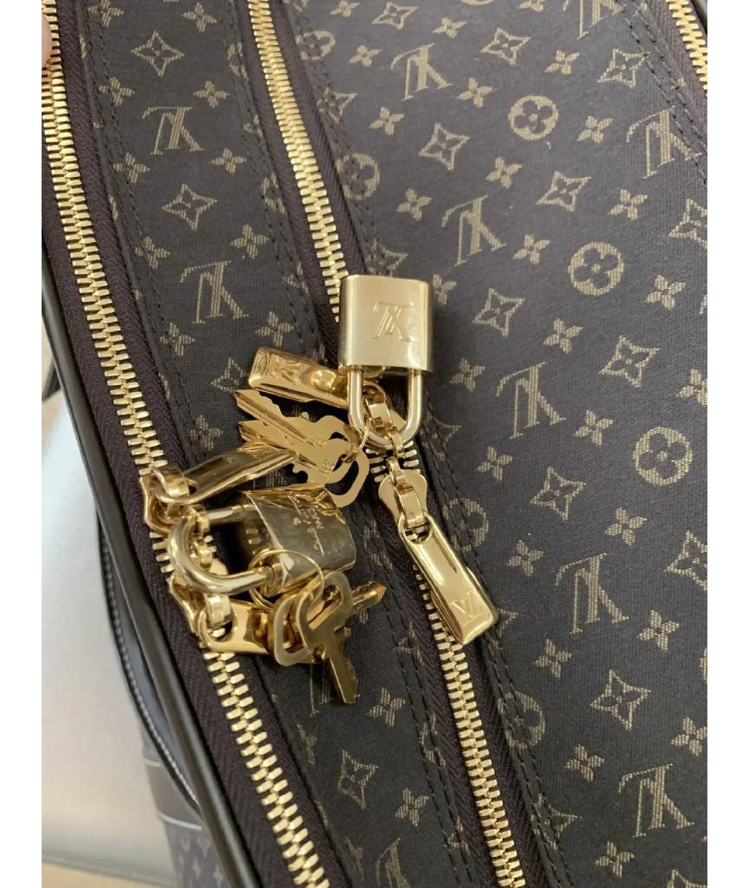LOUIS VUITTON Коричневый тканевый чемодан, фото 7