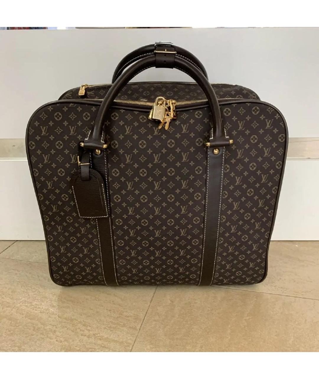 LOUIS VUITTON Коричневый тканевый чемодан, фото 8