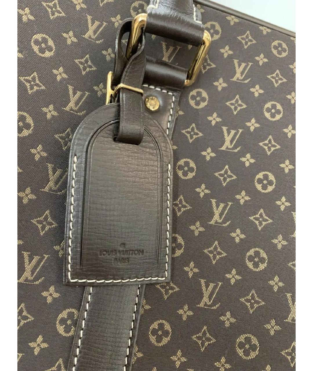 LOUIS VUITTON Коричневый тканевый чемодан, фото 6