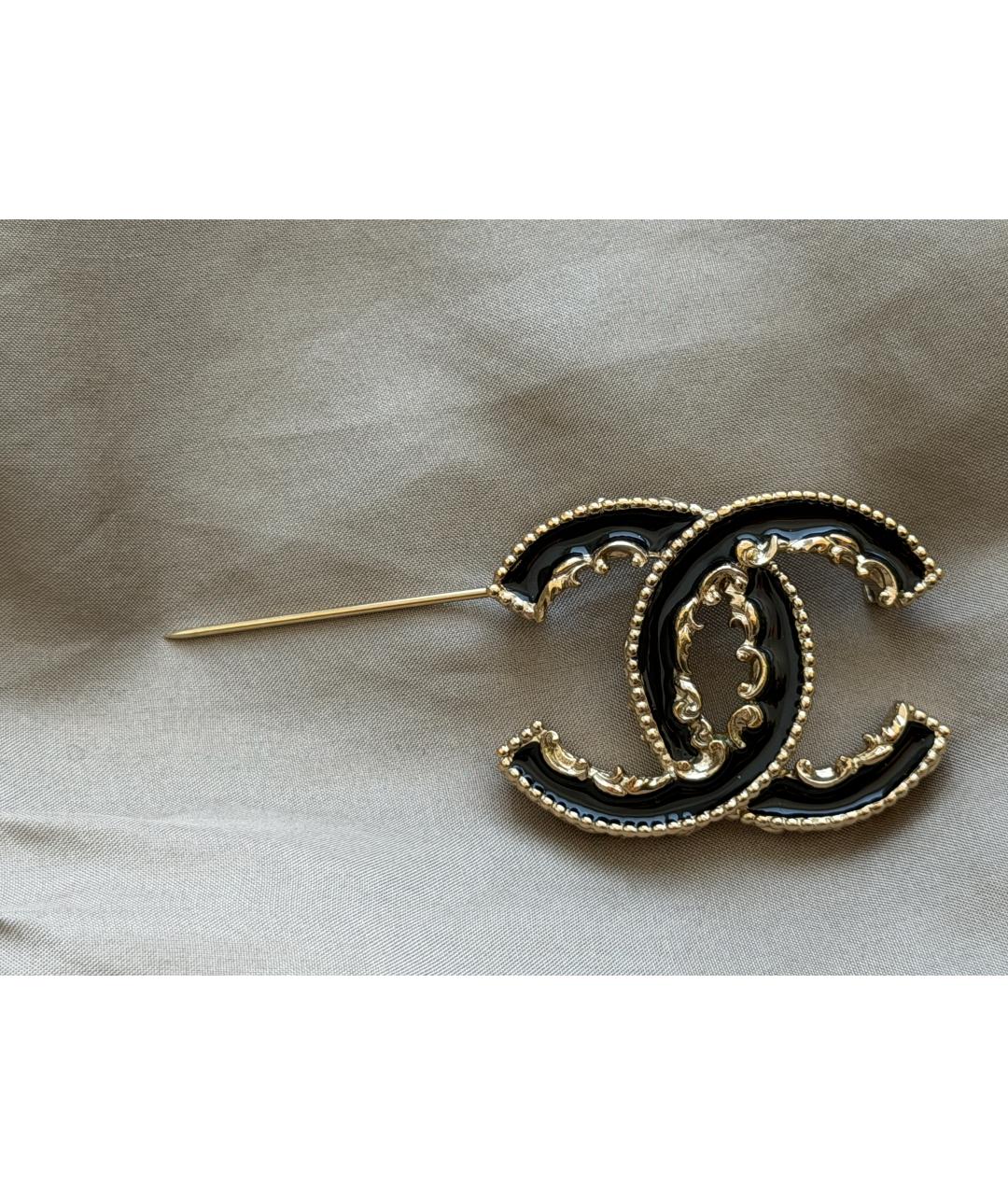 CHANEL Черная металлическая булавка / брошь, фото 6