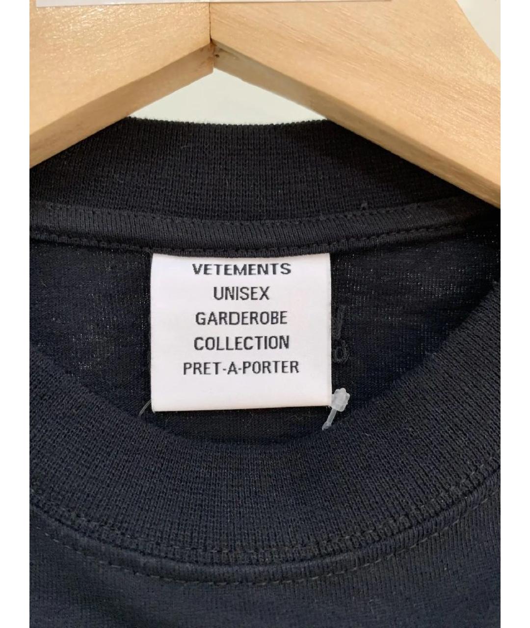 VETEMENTS Черная хлопковая футболка, фото 5
