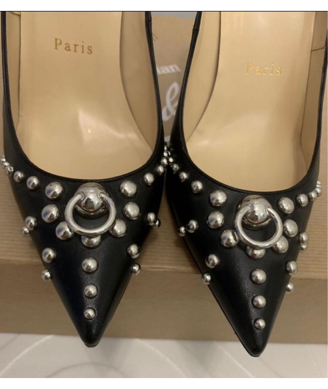 CHRISTIAN LOUBOUTIN Черные кожаные туфли, фото 3