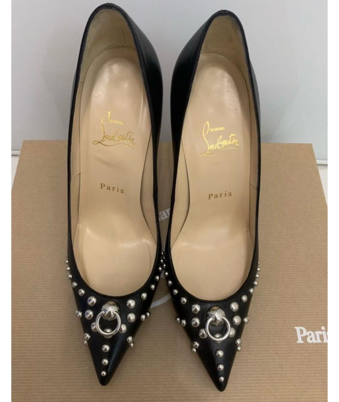 CHRISTIAN LOUBOUTIN Черные кожаные туфли, фото 2