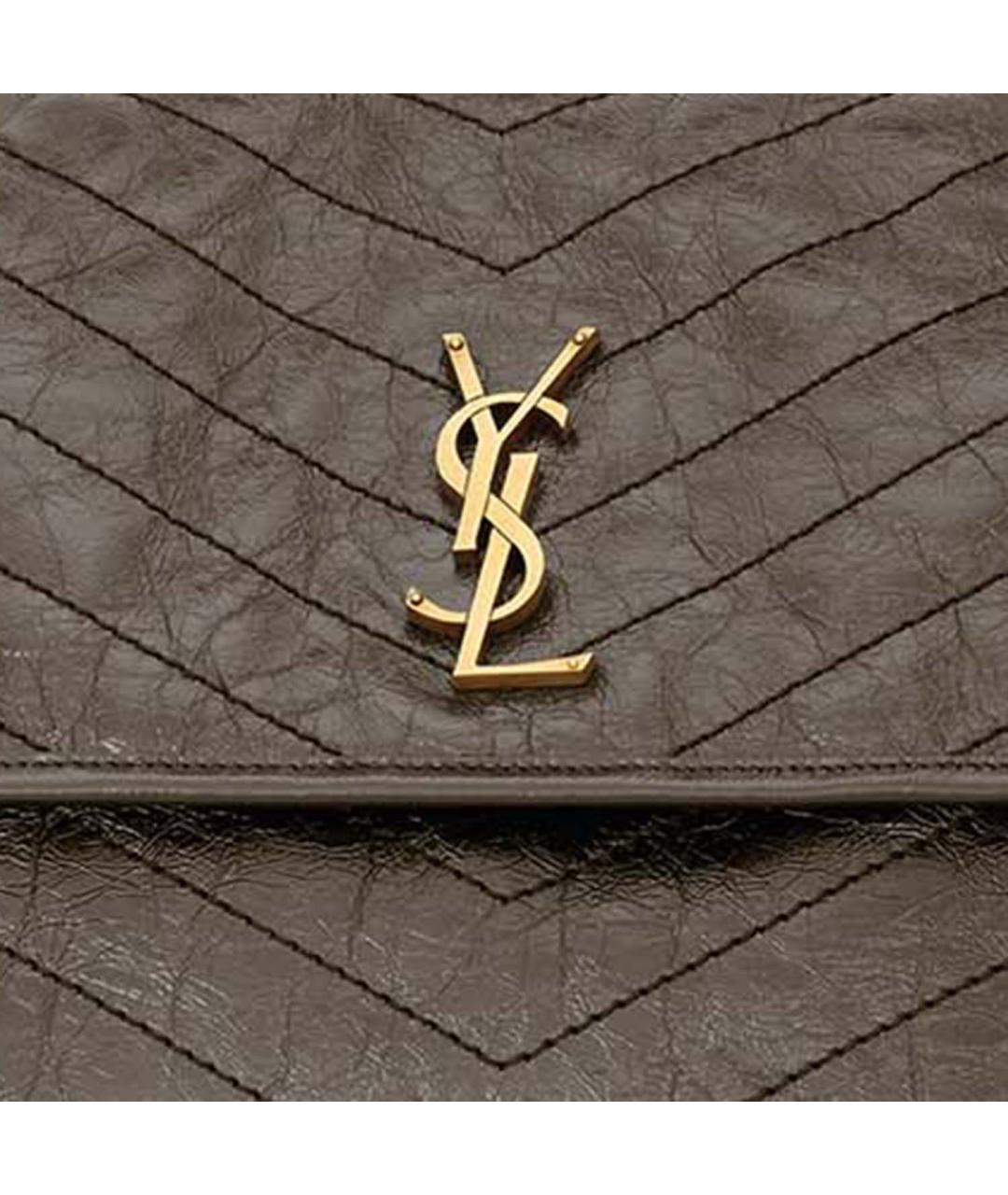 SAINT LAURENT Хаки кожаная сумка через плечо, фото 4