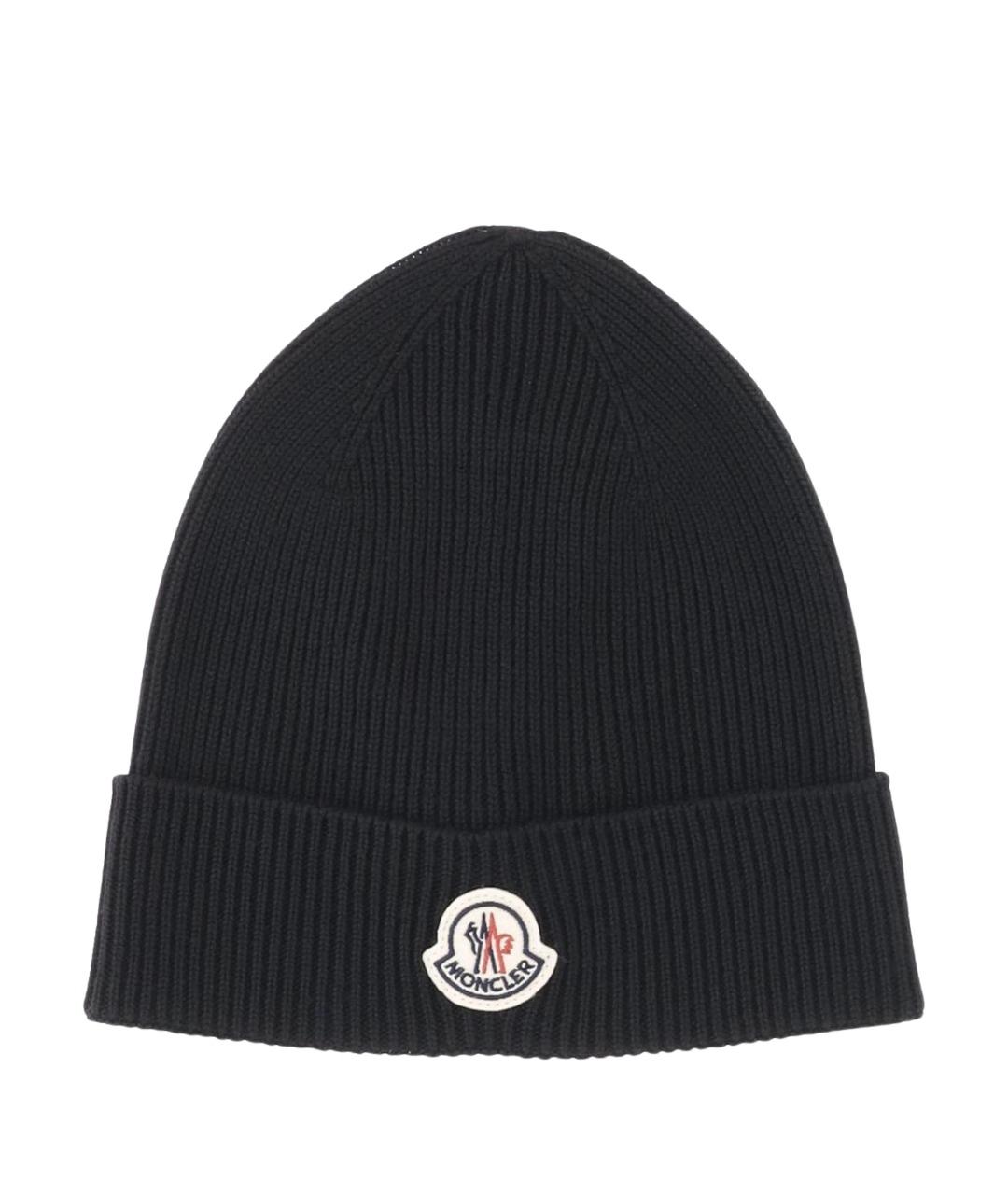 MONCLER Черная шерстяная шапка, фото 1