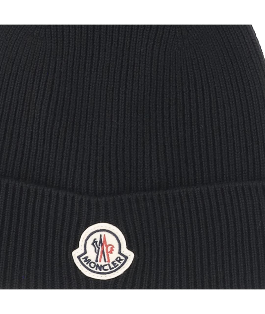 MONCLER Черная шерстяная шапка, фото 3