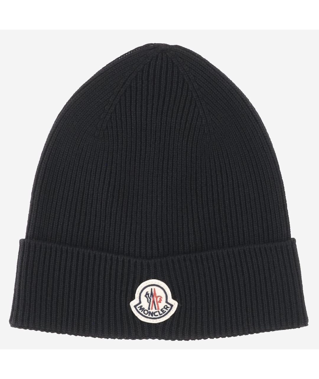 MONCLER Черная шерстяная шапка, фото 4
