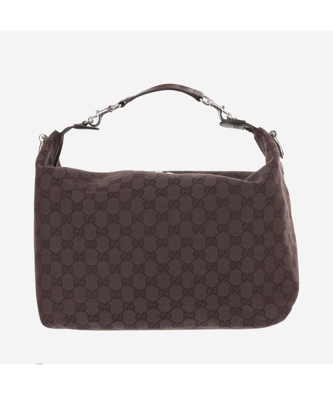 GUCCI Коричневая хлопковая сумка с короткими ручками, фото 6