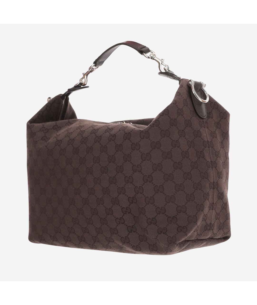 GUCCI Коричневая хлопковая сумка с короткими ручками, фото 2