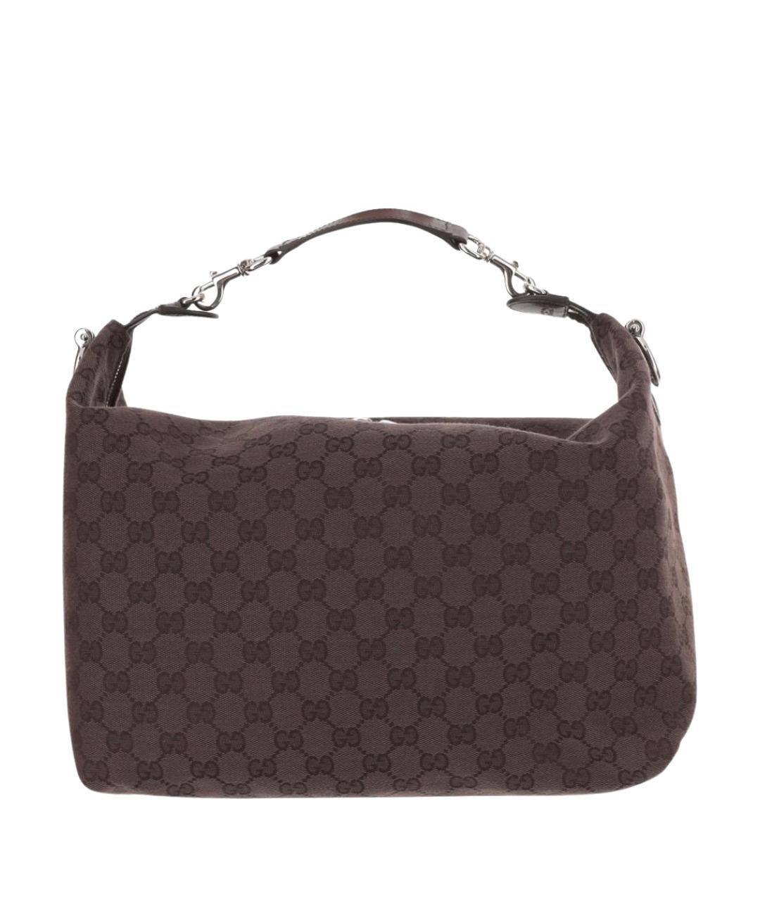 GUCCI Коричневая хлопковая сумка с короткими ручками, фото 1