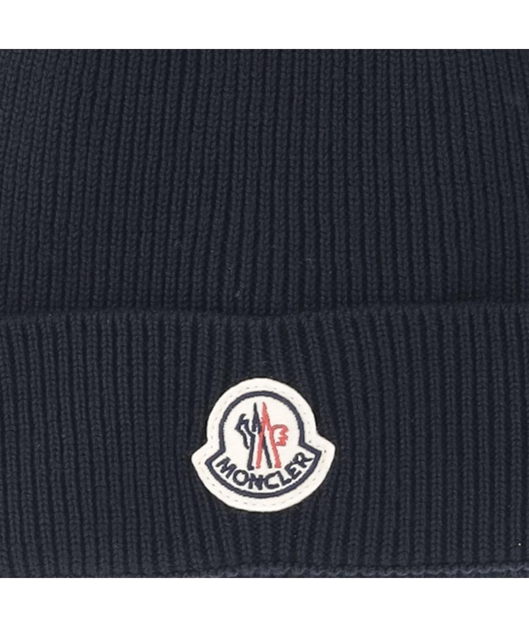 MONCLER Темно-синяя шерстяная шапка, фото 3