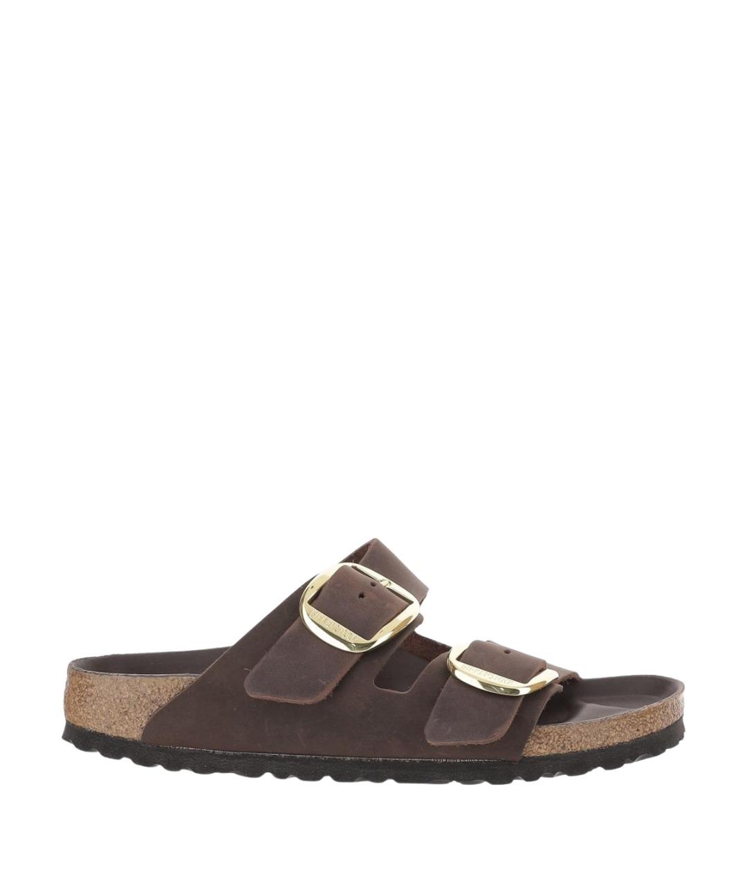 BIRKENSTOCK Коричневые кожаные шлепанцы, фото 1