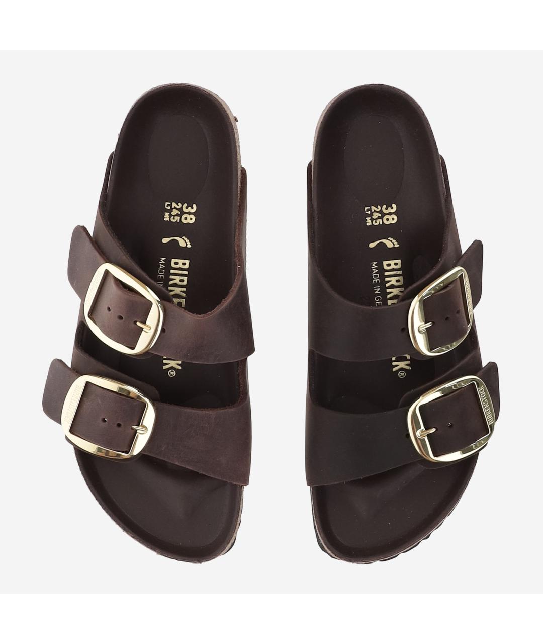 BIRKENSTOCK Коричневые кожаные шлепанцы, фото 2