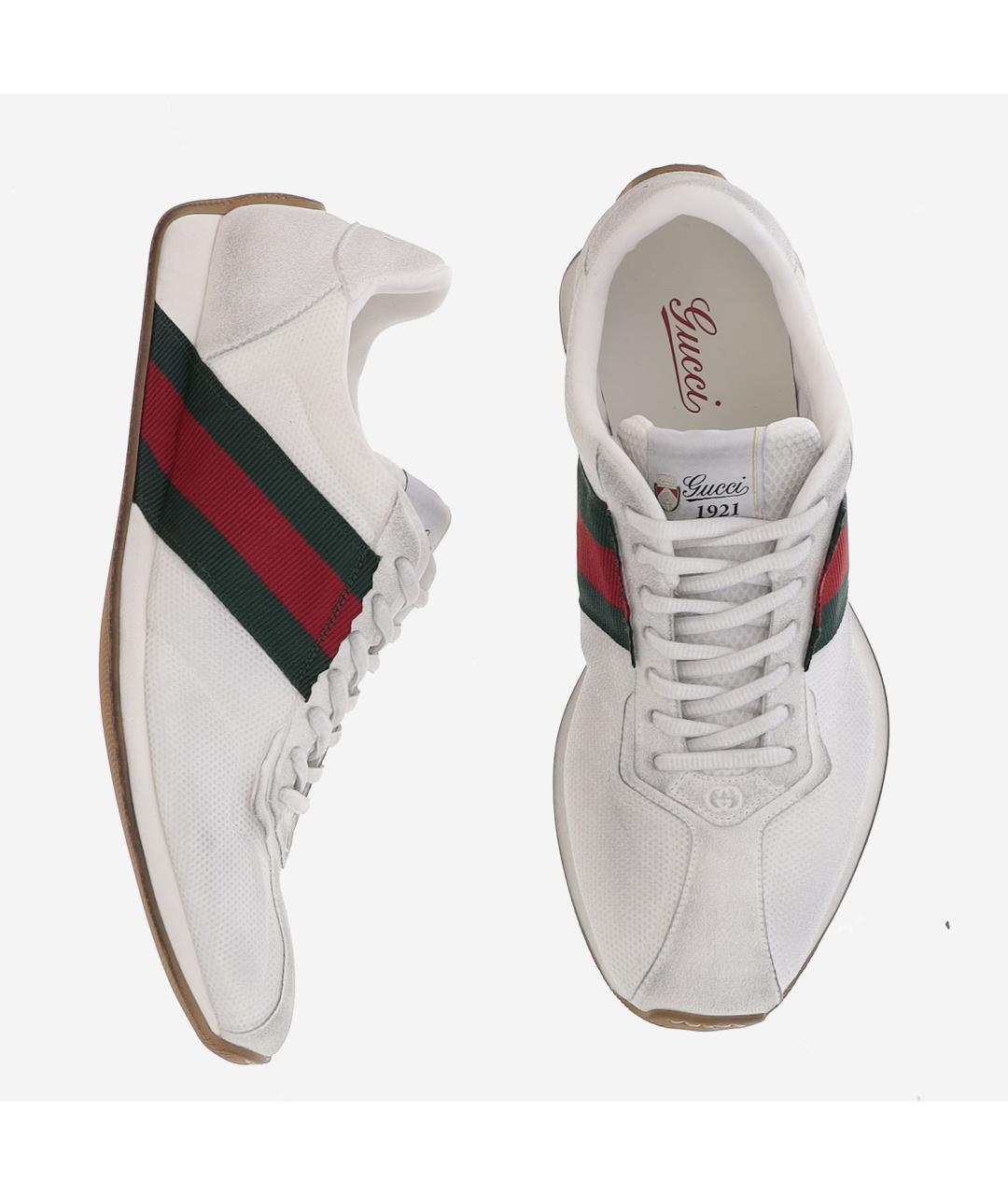 GUCCI Белые замшевые низкие кроссовки / кеды, фото 2