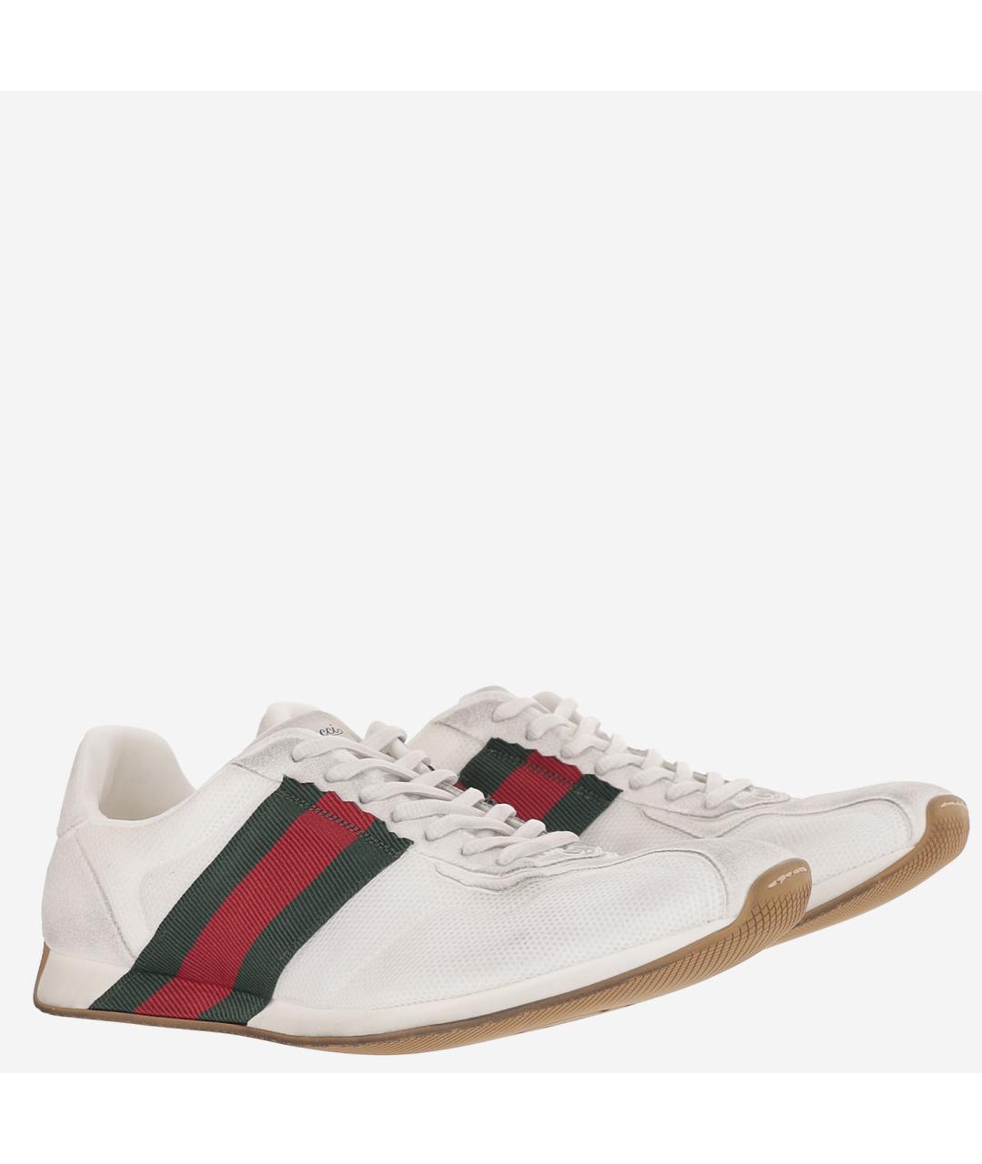GUCCI Белые замшевые низкие кроссовки / кеды, фото 3
