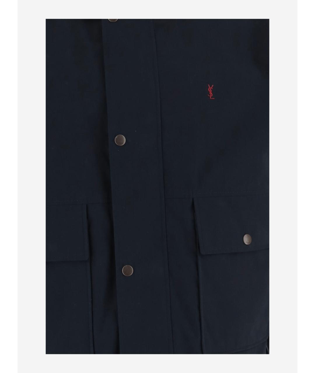 SAINT LAURENT Темно-синяя хлопковая куртка, фото 5