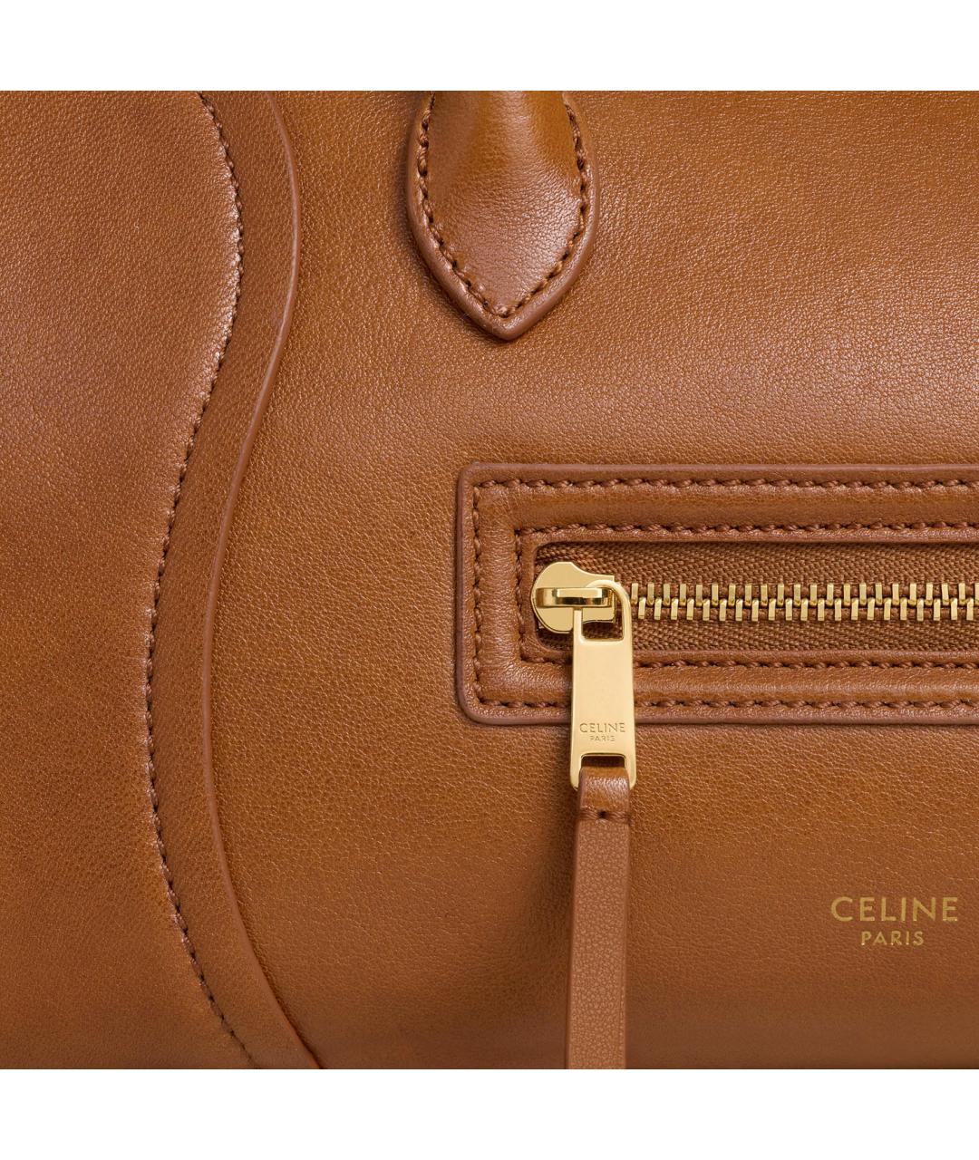 CELINE Коричневая кожаная сумка тоут, фото 4