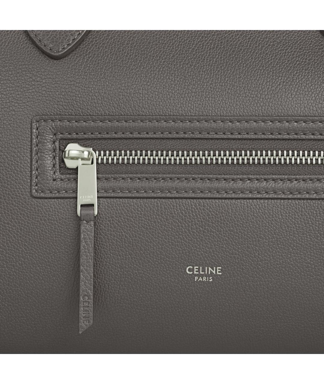 CELINE Серая кожаная сумка тоут, фото 4