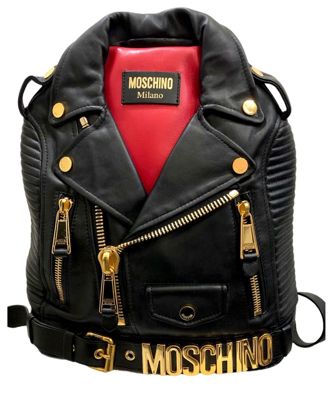 MOSCHINO Черный кожаный рюкзак, фото 1