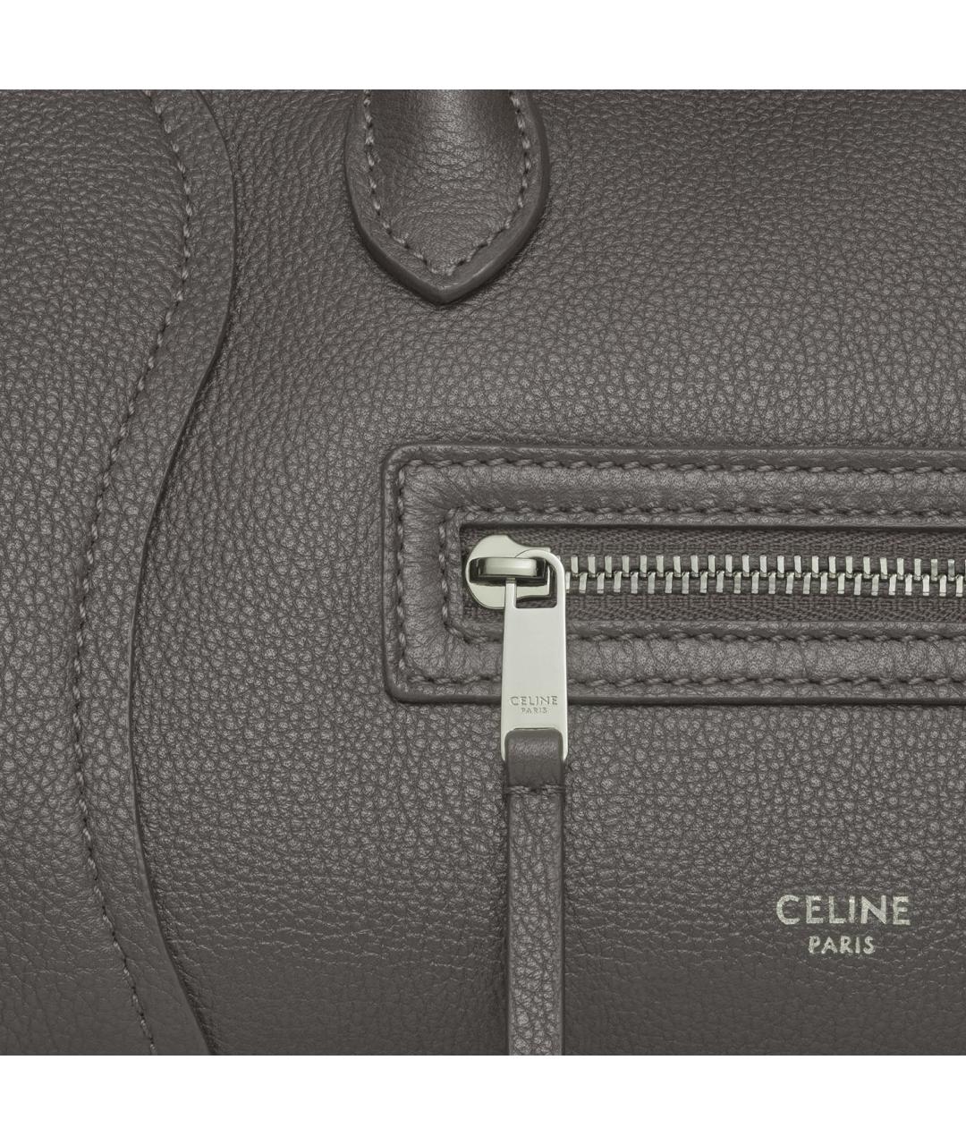 CELINE Серая кожаная сумка тоут, фото 4