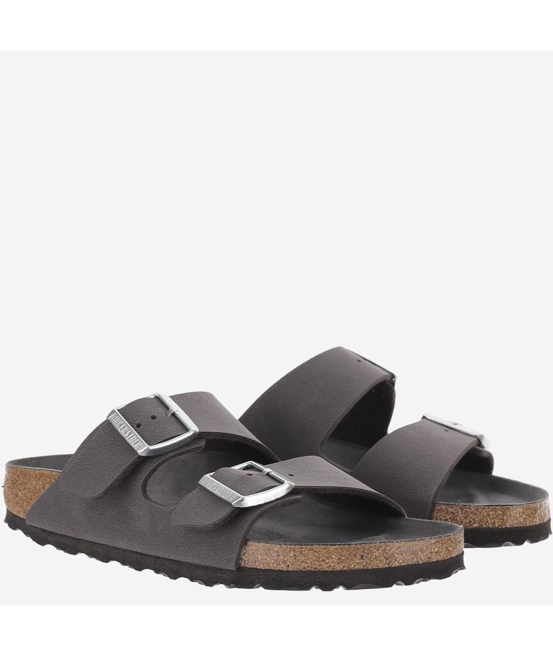 BIRKENSTOCK Серые кожаные шлепанцы, фото 3